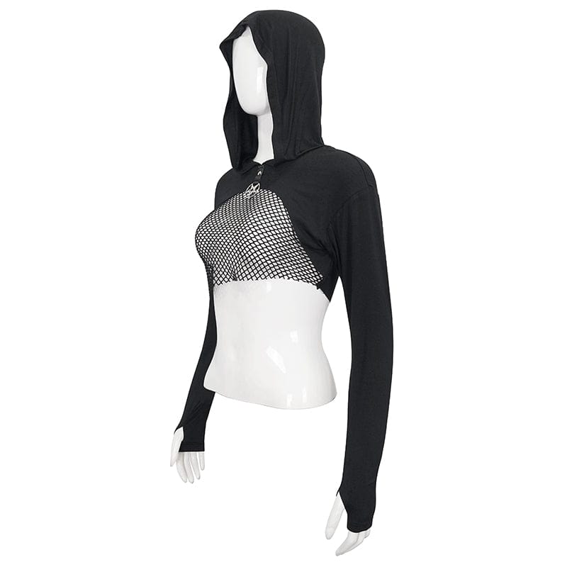 Punk Strappy Mesh Splice Cape für Damen - Gothic Shop