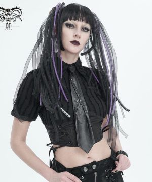 Punk-Krawatte aus Kunstleder mit Nietenkette für Damen - Gothic Shop