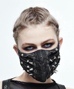 Spikey Leder-Gesichtsmaske für Damen - Gothic Shop