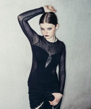 Damenoberteil aus Samt und Spinnennetzspitze - Gothic Shop