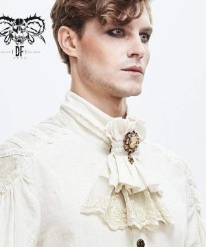 Herren-Fliegen im Vintage-Stil, Spitzenkante, Pandent, Weiß - Gothic Shop