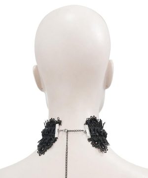 Viktorianischer Gothic-Halsband für Damen in Schwarz mit breiter Bogenspitze - Gothic Shop