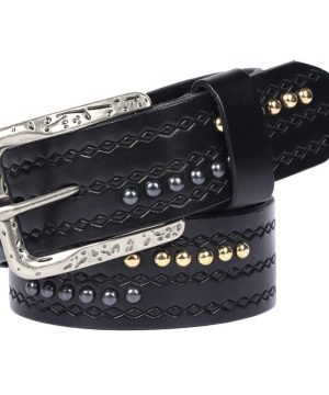 Gotischer Herrengürtel mit Diamantprägung und Nieten - Gothic Shop