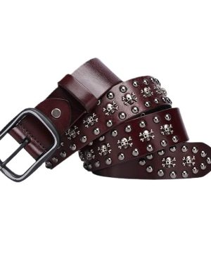 Gothic-Gürtel mit Totenkopf-Nieten für Herren - Gothic Shop