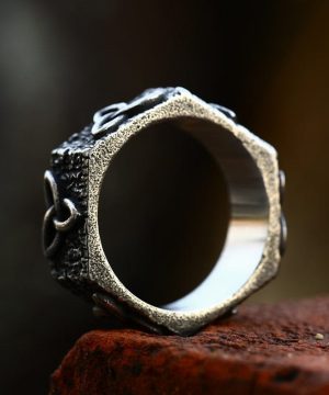 Herren-Punk-Ring mit keltischem Knoten und Sechseck - Gothic Shop