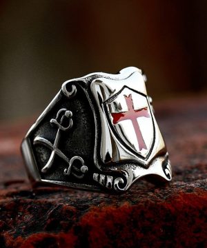 Punk-Kreuzschild-Ring für Herren - Gothic Shop