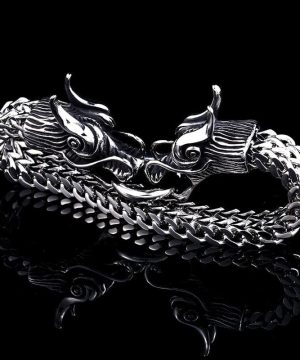 Herren-Punk-Doppel-Drachen-Kettenarmband - Gothic Shop