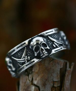 Herren-Punk-Doppel-Sense-Totenkopf-Ring - Gothic Shop