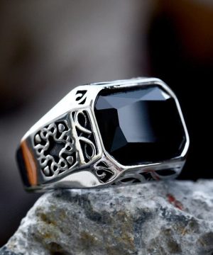 Punk-Edelstein-Schnitzring für Herren - Gothic Shop