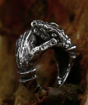 Herren-Punk-Retro-Ring mit unregelmäßigem Totenkopf aus Edelstahl - Gothic Shop