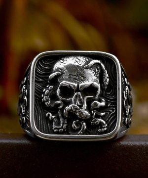Punk-Totenkopf-Oktopus-Ring für Herren - Gothic Shop