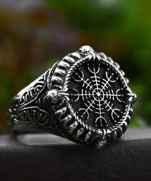 Punk-Wikinger-Totenkopfring für Herren - Gothic Shop