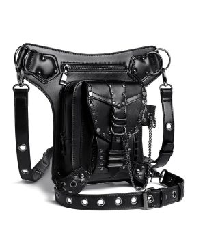 Herren Steampunk Chain Nailed Multifunktionale Kunstledertasche - Gothic Shop