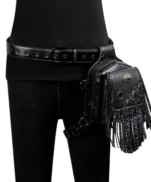 Herren-Gürteltasche aus Kunstleder mit Steampunk-Quasten - Gothic Shop