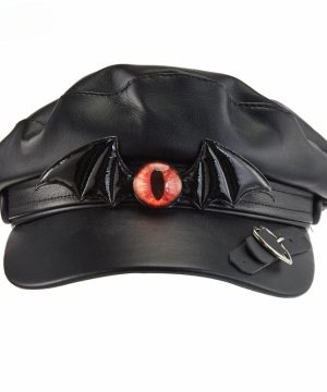 Unisex Steampunk-Fledermaus-Baskenmütze aus Kunstleder - Gothic Shop