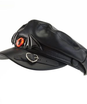 Unisex Steampunk-Fledermaus-Baskenmütze aus Kunstleder - Gothic Shop