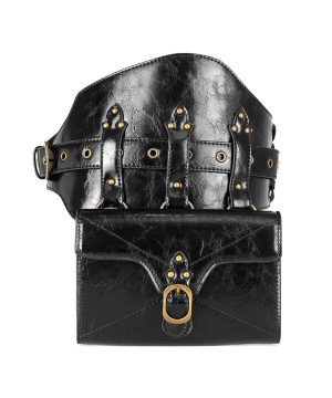 Unisex Steampunk Buckle Splice Square Taillentasche - Gothic Shop