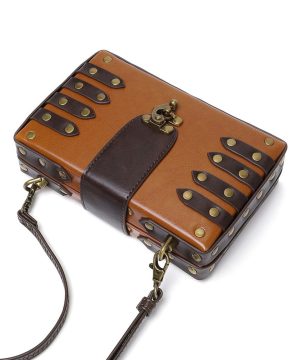 Unisex Steampunk-Umhängetasche mit Nageldesign in Kontrastfarbe - Gothic Shop