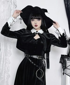 Damen-Gothic-Slipkleid aus Samt in A-Linie - Gothic Shop