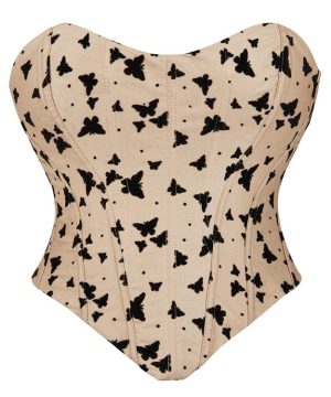 Damen-Vollbrustkorsett mit Gothic-Schmetterlingsdruck - Gothic Shop