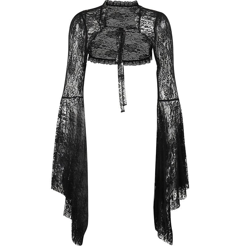 Gothic-Cape mit ausgestellten Ärmeln und Schnürung für Damen - Gothic Shop