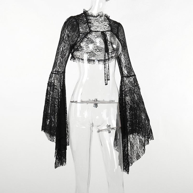 Gothic-Cape mit ausgestellten Ärmeln und Schnürung für Damen - Gothic Shop
