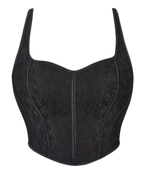 Damen-Overbust-Korsett mit Schnürung und Gothic-Blumenstickerei - Gothic Shop