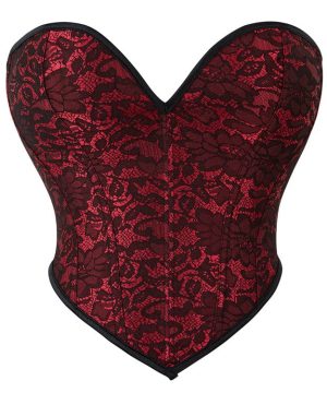 Tief ausgeschnittenes Vollbrustkorsett für Damen mit Gothic-Blumenmuster - Gothic Shop