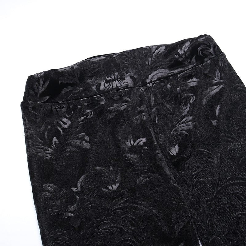 Damen-Gothic-Leggings aus Samt mit hoher Taille - Gothic Shop
