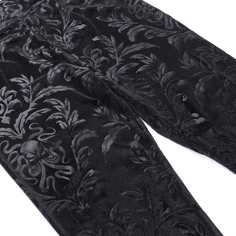 Damen-Gothic-Leggings aus Samt mit hoher Taille - Gothic Shop