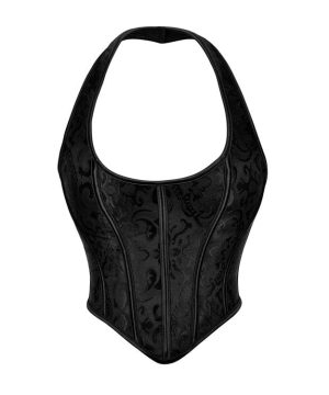 Damen-Gothic-Jacquard-Neckholder-Vollbrustkorsett - Gothic Shop