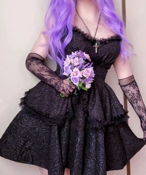Mehrlagiges, drapiertes Unterkleid für Damen im Gothic-Stil - Gothic Shop