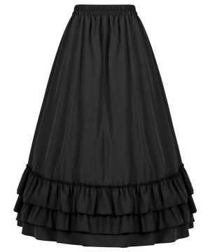 Langer, geschichteter, gerüschter Gothic-Faltenrock für Damen - Gothic Shop