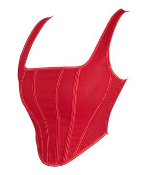 Rotes Gothic-Vollbrustkorsett mit Schnürung für Damen in Mattoptik - Gothic Shop