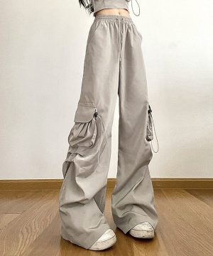 Damen-Freizeithose mit Kordelzug und großen Taschen im Grunge-Stil - Gothic Shop