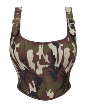 Damen-Overbust-Korsett mit Grunge-Camouflage-Schnallen - Gothic Shop
