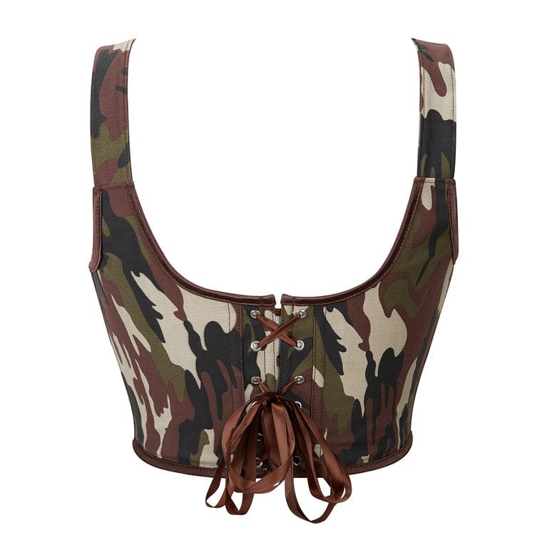 Damen-Overbust-Korsett mit Grunge-Camouflage-Schnallen - Gothic Shop