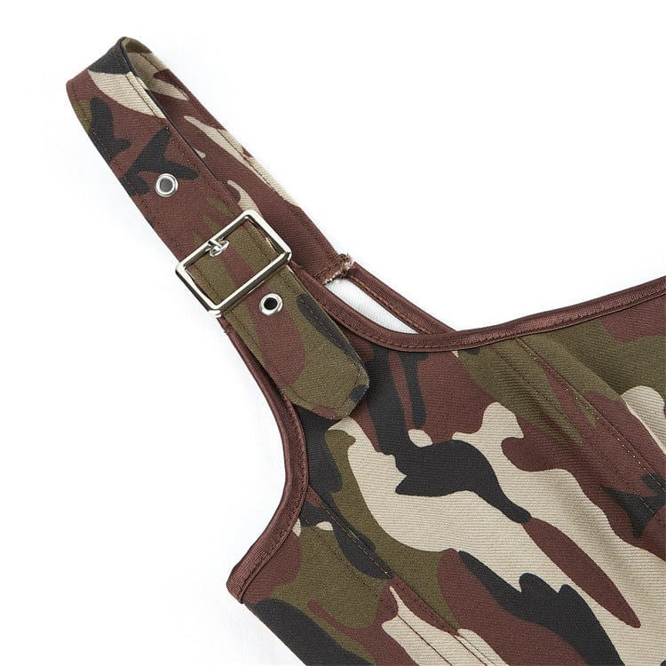 Damen-Overbust-Korsett mit Grunge-Camouflage-Schnallen - Gothic Shop