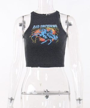 Damen-Tanktop mit Grunge-Devil-Print - Gothic Shop