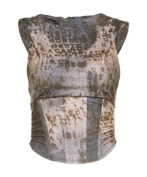 Damen-Tanktop mit Grunge-Distressed-Buchstabenprint - Gothic Shop
