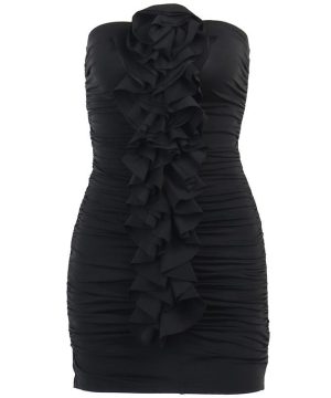 Damenkleid im Grunge-Stil mit Rüschen und schmaler Passform - Gothic Shop