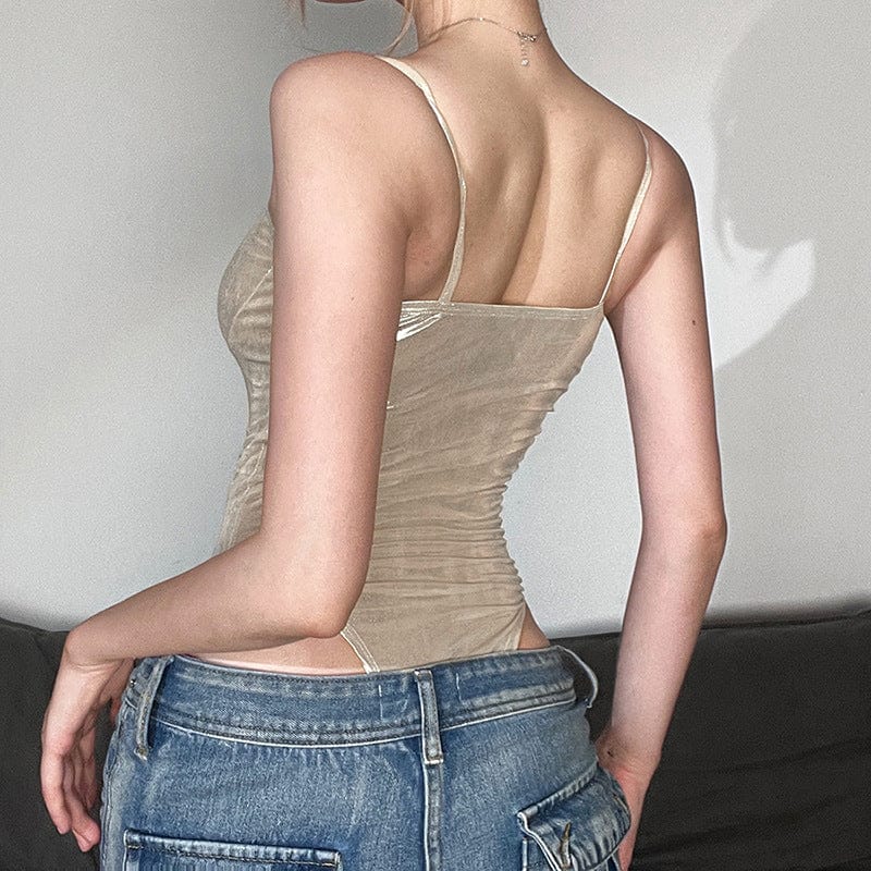 Einfarbiger glitzernder Grunge-Body für Damen - Gothic Shop