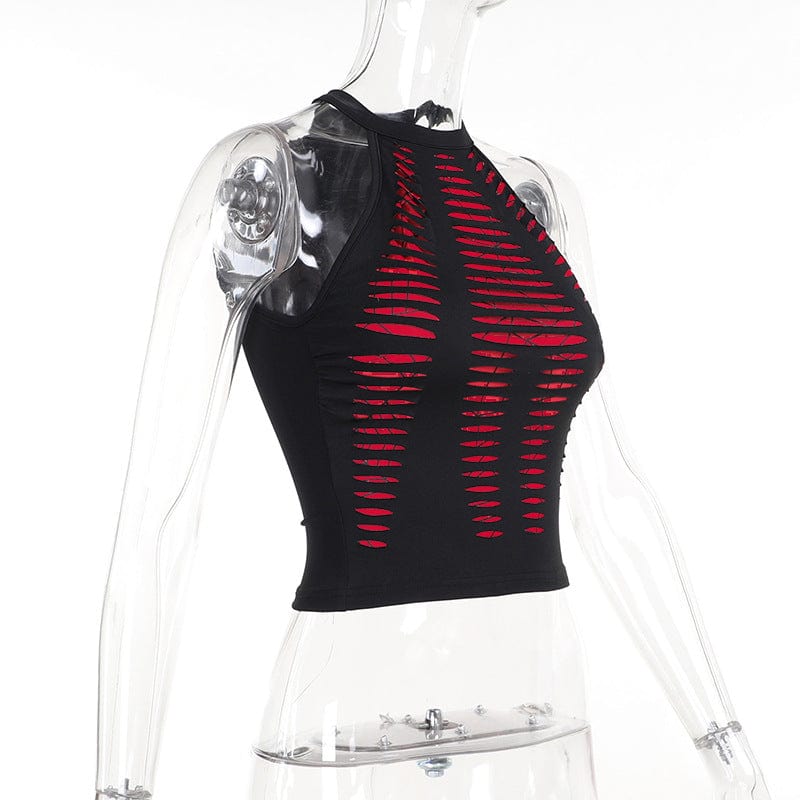 Zerrissenes Grunge-Spinnennetz-Tanktop für Damen - Gothic Shop