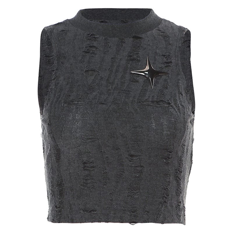 Damen-Tanktop „Grunge Star“ mit Rissen - Gothic Shop