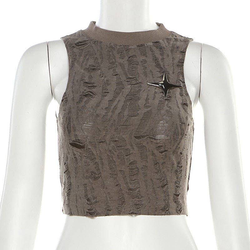 Damen-Tanktop „Grunge Star“ mit Rissen - Gothic Shop