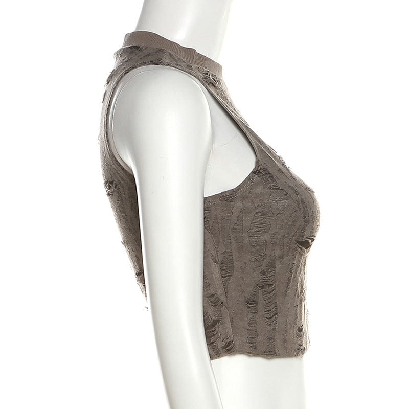 Damen-Tanktop „Grunge Star“ mit Rissen - Gothic Shop