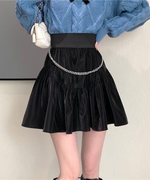 Damen-Rock in A-Linie mit hohem Bund und Rüschen von JK - Gothic Shop