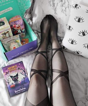 Schwarze Strümpfe mit transparenten Trägern für Damen - Gothic Shop