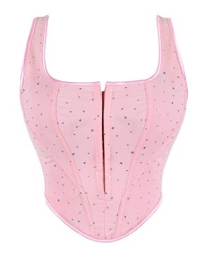 Damen-Vollbrustkorsett „Lolita Diamante Mesh“. - Gothic Shop