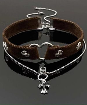 Doppellagiger Punk-Kreuz-Halsband für Damen - Gothic Shop